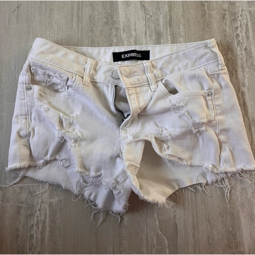 Express white jean shorts